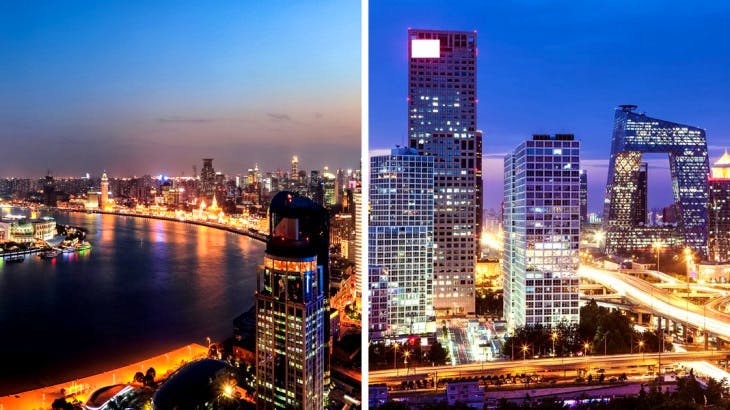 Shanghai and Beijing cities at night
